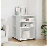 vidaXL Bartisch, Beistelltisch mit Rollen Wei&szlig; 55x60x78 cm Holzwerkstoff