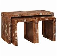 vidaXL Beistelltisch Nestingtisch 3 pcs Braun Massives upgecyceltes Holz (3-St)