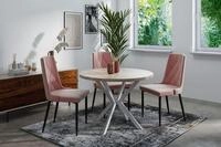 WFL GROUP Esstisch Della ausziehbar rund industrial mit wei&szlig;en Metallbeinen...