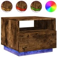 vidaXL Couchtisch NA Couchtisch mit LED Leuchten R&auml;uchereiche 50x49x40 cm