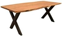 MR.DEKO Baumkantentisch Catania Akazie &ndash; 160x90 cm mit Baumkante & X-Gestell,...