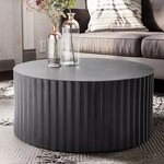 FINEBUY Couchtisch FB92224 Rund Metall Design Wohnzimmertisch Alu Wellen
