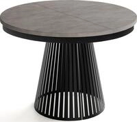 WFL GROUP Esstisch Naro Black ausziehbar rund modern mit schwarzen Metallbeinen...