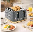 HOMCOM Toaster, 4 kurze Schlitze, f&uuml;r 4 Scheiben, 1860 W, Automatische...