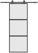 vidaXL Schiebet&uuml;r, Schiebet&uuml;r mit Beschlag Schwarz 76x205 cm Hartglas