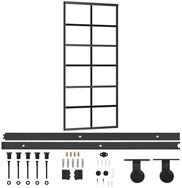 vidaXL Schiebet&uuml;r Schiebet&uuml;r mit Beschlag ESG-Glas & Aluminium 90x205 cm...