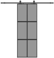vidaXL Schiebet&uuml;r, Schiebet&uuml;r mit Beschlag Schwarz 76x205 cm Hartglas