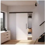 inova wohnen Schiebet&uuml;r Holz Wei&szlig; (Komplett Set), Komplett Set mit...