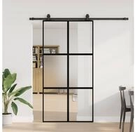 vidaXL Schiebet&uuml;r, Schiebet&uuml;r mit Beschlag Schwarz 102,5x205 cm Hartglas