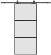 vidaXL Schiebet&uuml;r, Schiebet&uuml;r mit Beschlag Schwarz 90x205 cm Hartglas
