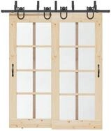 vidaXL T&uuml;rbeschlag, Schiebet&uuml;rbeschlag-Set 200 cm Stahl Schwarz