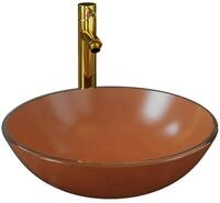 vidaXL Waschbecken Badezimmer Waschbecken mit Wasserhahn und Ablaufgarnitur Braun