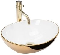 wohnwerk.idee Aufsatzwaschbecken Waschbecken Marmor Optik 53x33cm Sofia Gold Luxus