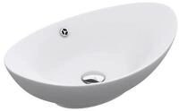 doporro Waschbecken Aufsatzwaschbecken Waschtisch Oval Waschschale Keramik...