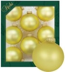 Krebs Glas Lauscha Christbaumschmuck Glaskugel Set - Satin-Gold - 8 St&uuml;ck je...