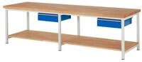 RAU Werkbank Werkbank 3000x900x840-1040mm 2xSchublade-TA lichtgrau/enzianblau
