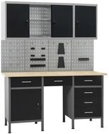 vidaXL Werkbank Werkbank mit 4 Werkzeugw&auml;nden und 2 Wandschr&auml;nken, (1-tlg)