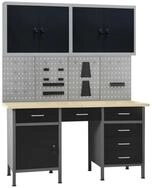 vidaXL Werkbank Werkbank mit 4 Werkzeugw&auml;nden und 2 Wandschr&auml;nken, (1-tlg)