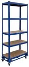 relaxdays Schwerlastregal auf Rolle, blau, 5-lagig
