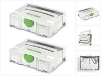 FESTOOL Werkzeugkoffer 2 x Systainer T-LOC SYS 1 TL Werkzeug Koffer lichtgrau