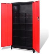 vidaXL Werkzeugbox Werkzeugschrank mit 2 T&uuml;ren Stahl 90x40x180 cm Schwarz/Rot