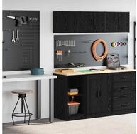 vidaXL Schrankmodule Garagenschr&auml;nke 2 Stk. Schwarz Holzwerkstoff