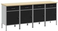 vidaXL Werkbank, Werkbank mit Schubladen 4 pcs Schwarz und Grau 200 x 55 x 85 cm