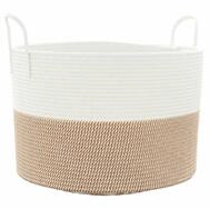 vidaXL Aufbewahrungskorb Aufbewahrungskorb Braun und Wei&szlig; &Oslash;51x33 cm Baumwolle