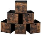 relaxdays Aufbewahrungsbox Stoff Aufbewahrungsbox Holzoptik 6er Set (6 St), M