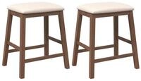 vidaXL Barhocker Barst&uuml;hle mit Kissen 2 Stk. Braun Massivholz Gummibaum (1 St)