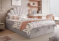 Lookway Boxspringbett ASHLEY Polsterbett mit Muschel-Kopfteil und Bettkasten