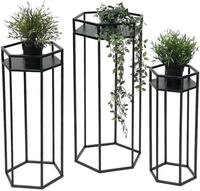 DanDiBo Blumenhocker Metall Schwarz 6eck Blumenhocker 96453 3er Set