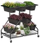 COSTWAY Blumenst&auml;nder (1 St), mit Rollen, 7 Pflanzk&auml;sten, 2 K&ouml;rben,