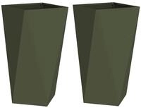 vidaXL Blumentopf Pflanzk&uuml;bel 2 pcs Olive Gr&uuml;n 40 x 40 x 75 cm Stahl (2 St)