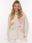 Zwillingsherz Hemdbluse "Rock n' Roll Patches" gestreift, l&auml;nger geschnitten,