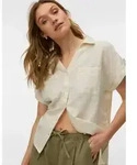 Vero Moda Kurzarmbluse VMTHILDE SS SHIRT WVN NOOS Baumwolle, Kurzarm mit Riegel,