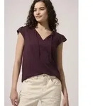 STREET ONE STUDIO V-Shirt mit geschlitztem Rundhalsausschnitt lila 34 EU