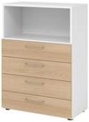 HAMMERBACHER Aktenschrank Regal 3OH 4 Sch&uuml;be wei&szlig;/Eiche
