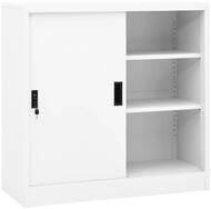 vidaXL Aktenschrank B&uuml;roschrank mit Schiebet&uuml;r Wei&szlig; 90x40x90 cm Stahl (1-St)