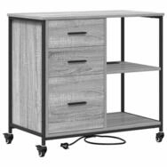 vidaXL Aktenschrank 76 x 41 x 72 cm B&uuml;roschrank mit Rad Grau Sonoma 76x41x72 cm