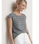 STREET ONE Shirttop Sommershirt im Ausbrenner-Look/mit Allover-Print beige 34 EU