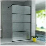 Aloni Walk-in-Dusche Duschwand 8mm ESG Sicherheitsglas, schwarzmatt mit