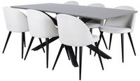 ebuy24 Essgruppe PiazzaGRBL Essgruppe Esstisch grau und 6 Velvet Es, (7-tlg)