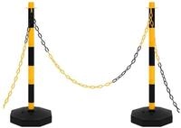 vidaXL Verkehrsschild Kettenpfosten-Set mit 10 m Kunststoffkette, (2 St)