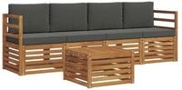 vidaXL Gartenlounge-Set Outdoor-Sofagarnitur mit Kissen 5 pcs Natur und Anthrazit,