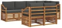 vidaXL Gartensofa Ecksofa Set mit Kissen 7 pcs Natur und Anthrazit, 7 Teile