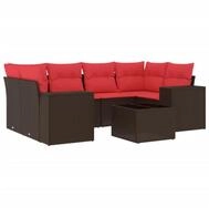vidaXL Sofaelement 7-teiliges Gartensofa-Set mit Kissen, braun, Polyrattan (1...