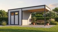 weka Gartenhaus Batu 2 mit Anbau 300 cm, BxT: 550x515 cm