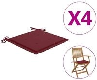 vidaXL Sitzauflage Gartenstuhl-Kissen 4 Stk. Weinrot 40x40x3 cm Oxford-Gewebe,...