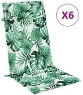 vidaXL Hochlehnerauflage, Gartenstuhl Auflagen 6 Stk. Blattmuster Oxford-Gewebe